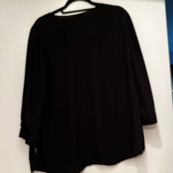 Talbots Black Loose Fitting Blouse - Tie Sleeves - XL. (Like New) - Picture 7 of 16